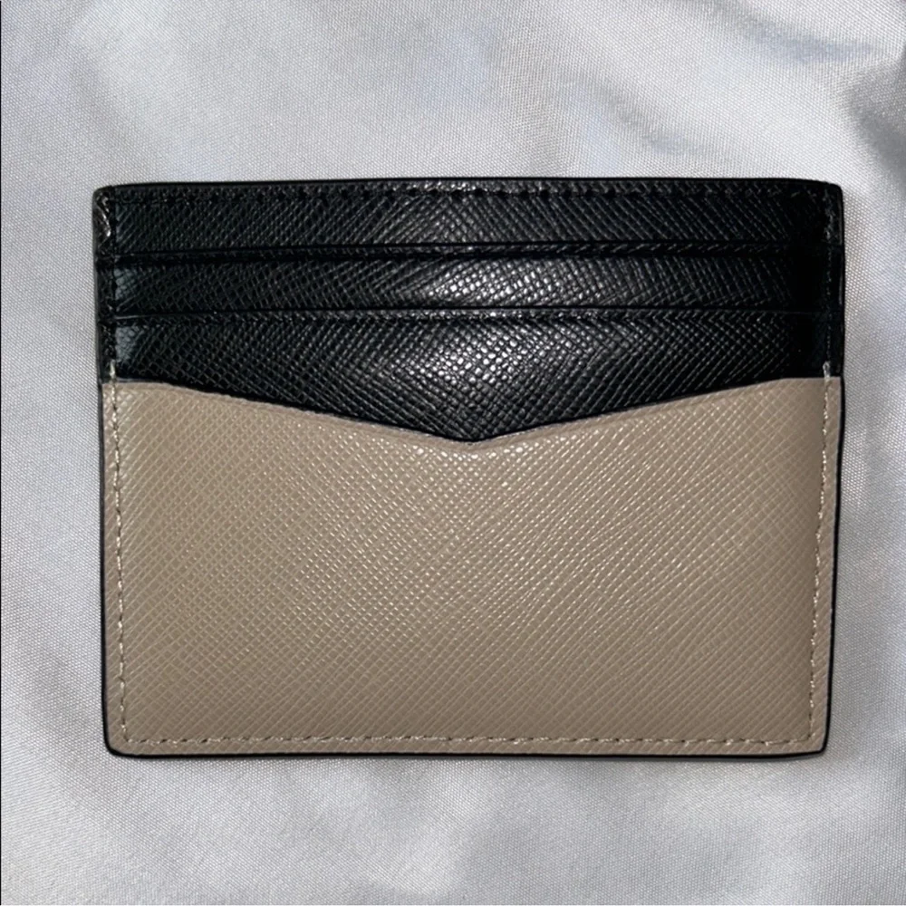 Kate Spade Black/Toasted Hazelnut Staci Saffiano Leather Slim Card Holder